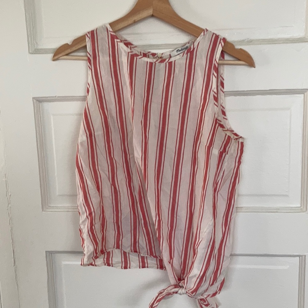 Madewell striped tank top with side tie size xs